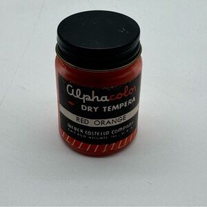 Weber Costello Alphacolor Dry Tempera Powder Paint Vintage Jar 1960 Red Orange